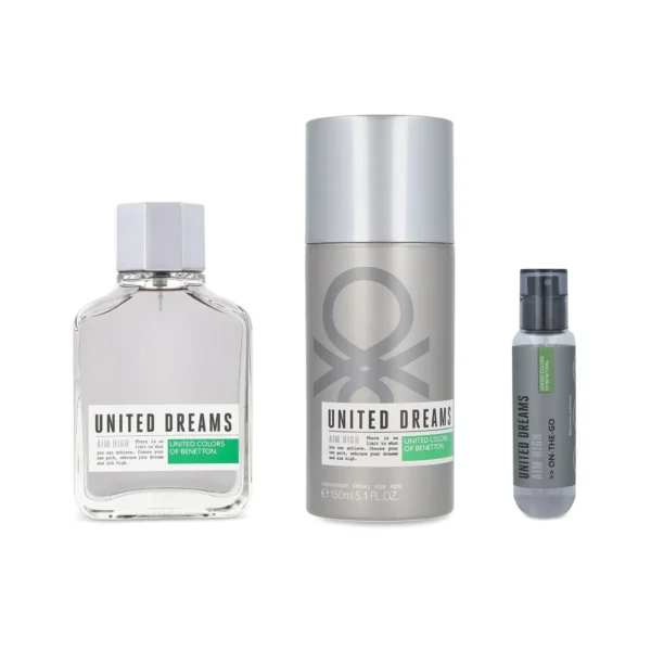 SET Benetton United Dreams Aim High EDT 100 ml 3 Pzs